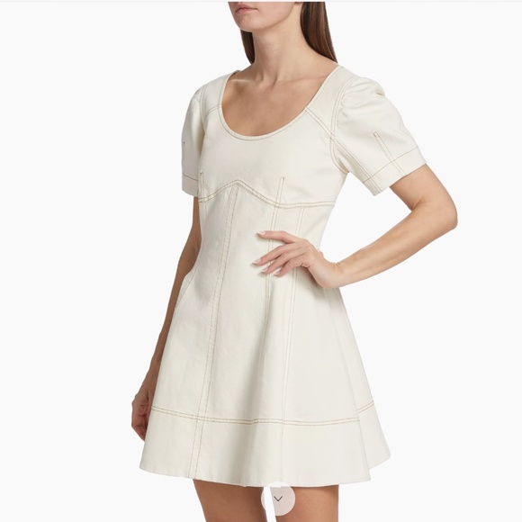Tanya Taylor Mia Denim Dress, Chalk Color
